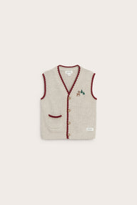 Baby beige knitted Christmas vest