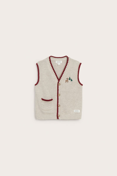Baby beige knitted Christmas vest