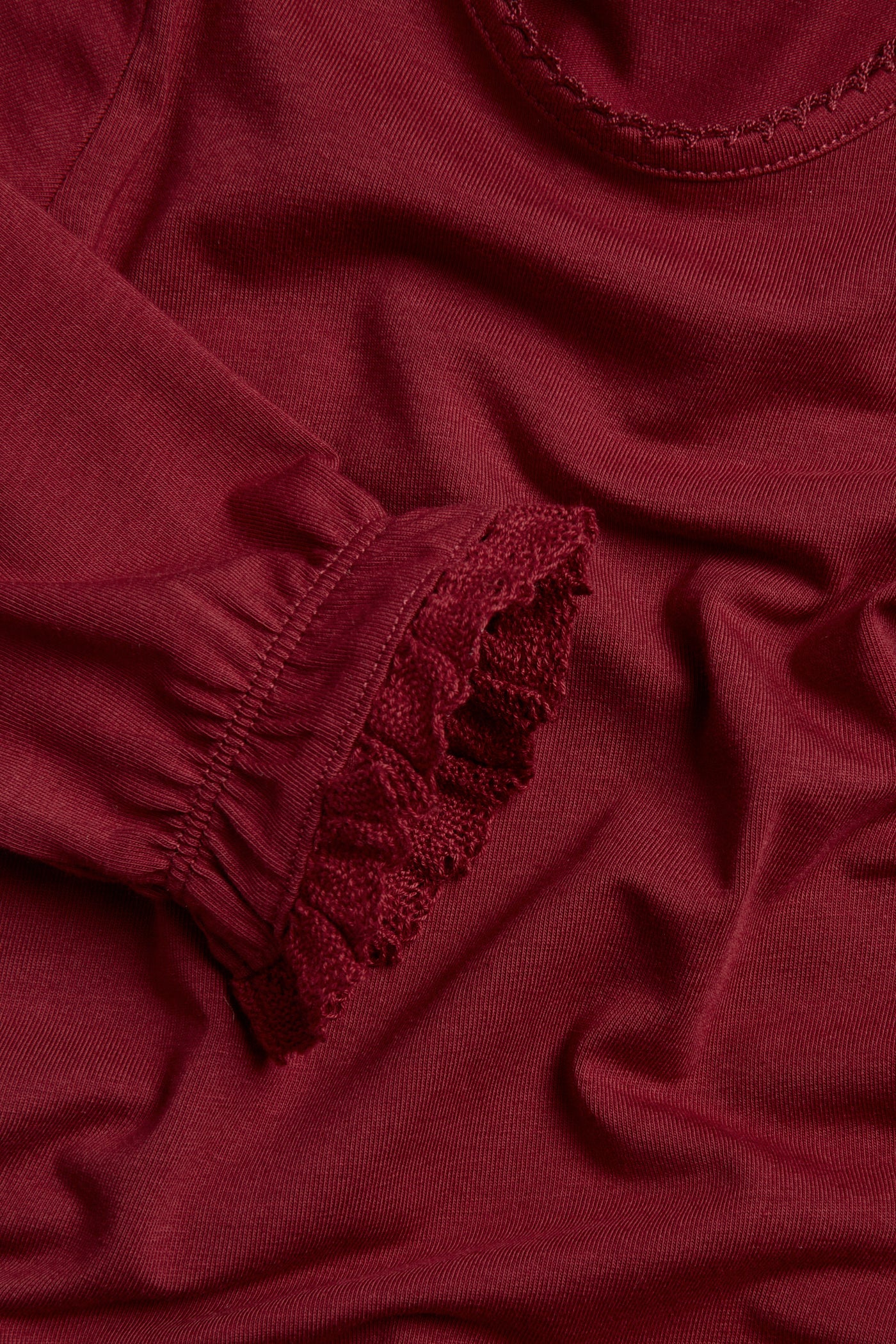 Baby red lace-cuff bodysuit