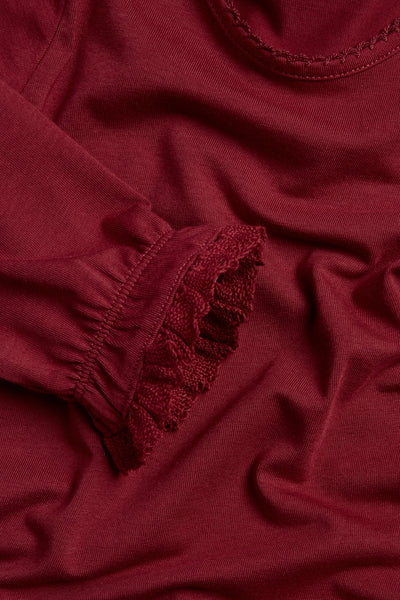 Baby red lace-cuff bodysuit