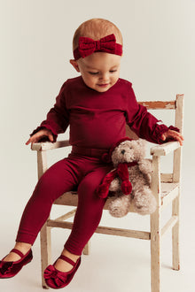 Baby red lace-cuff bodysuit