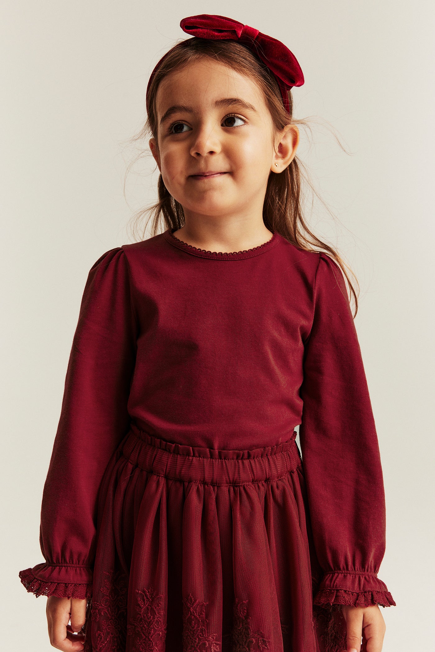 Baby & kids' red top with lace trim