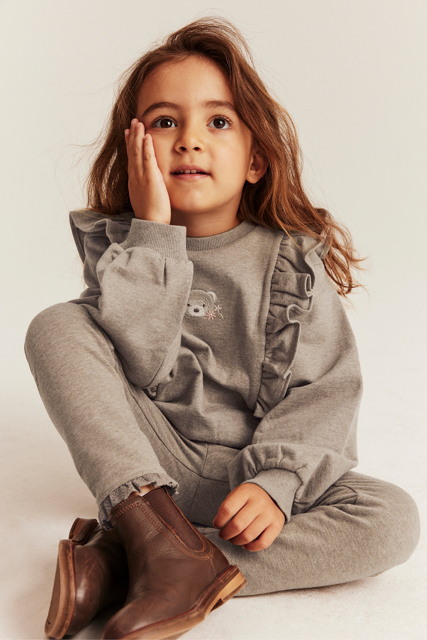 Kids’ brown leggings with brushed inside