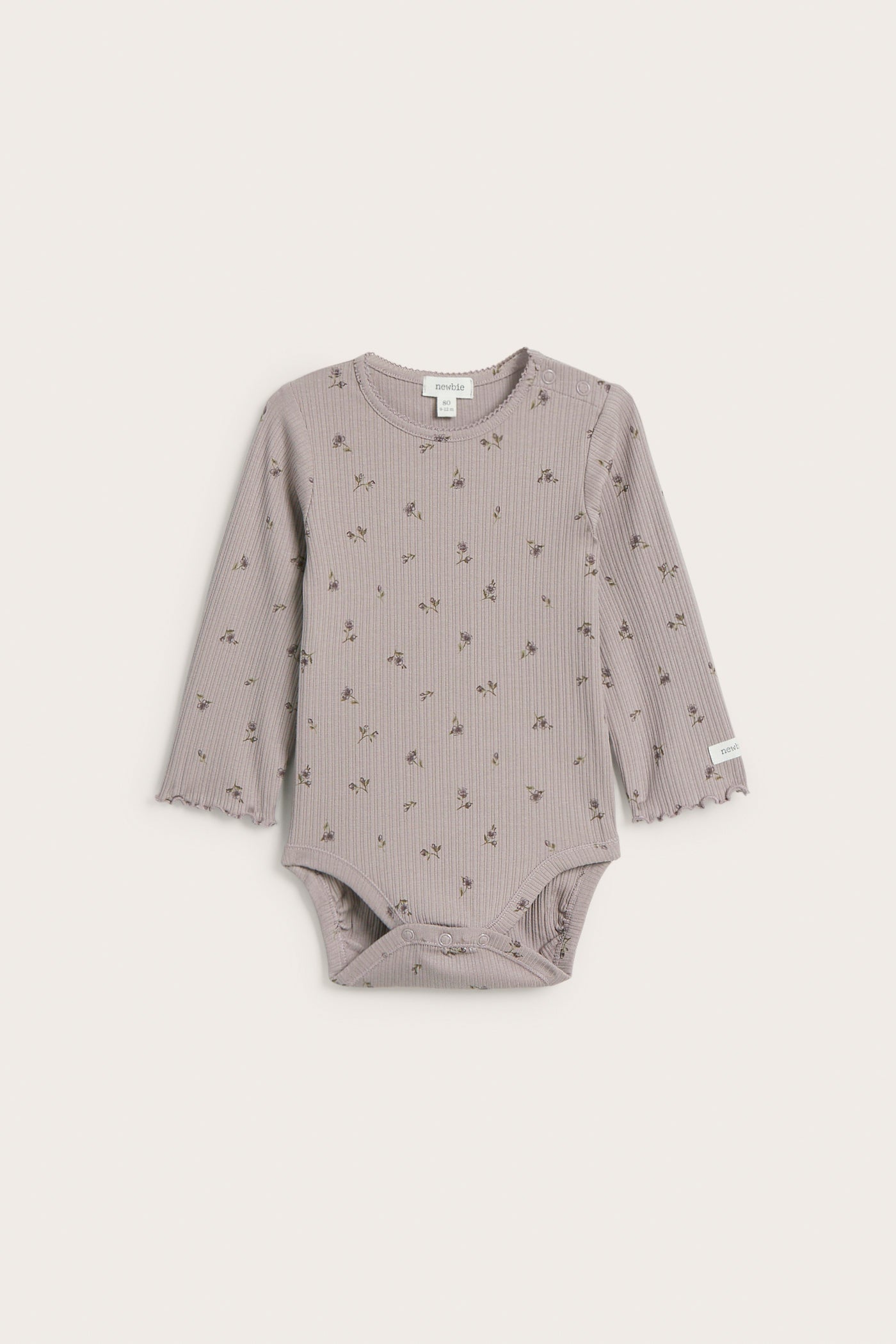 Baby lilac ribbed floral bodysuit