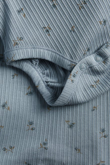 Baby blue ribbed floral bodysuit