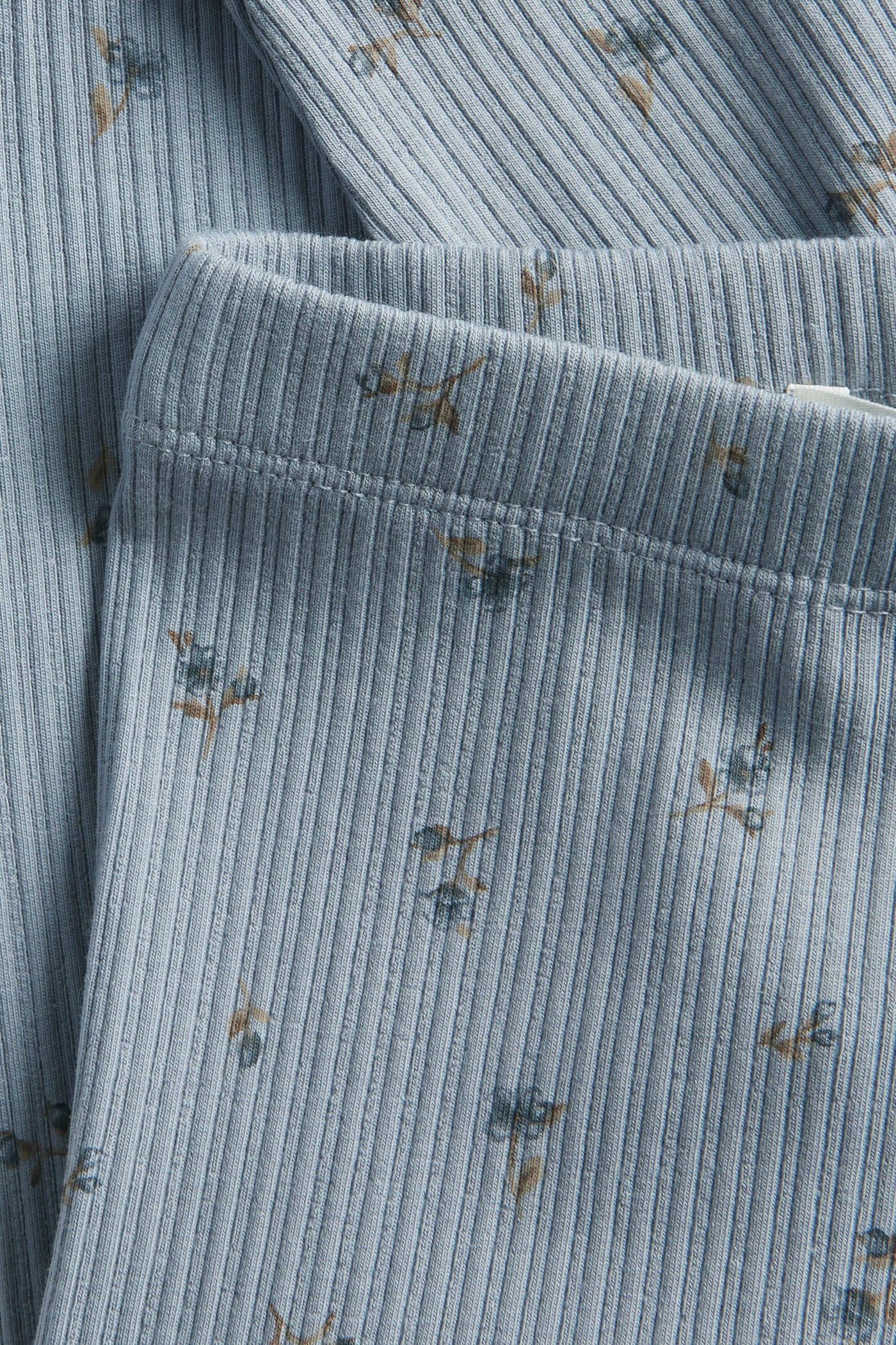 Baby blue ribbed floral leggings