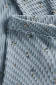 Baby blue ribbed floral leggings
