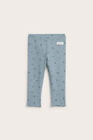 Baby blue ribbed floral leggings