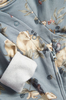 Baby blue raccoon onesie