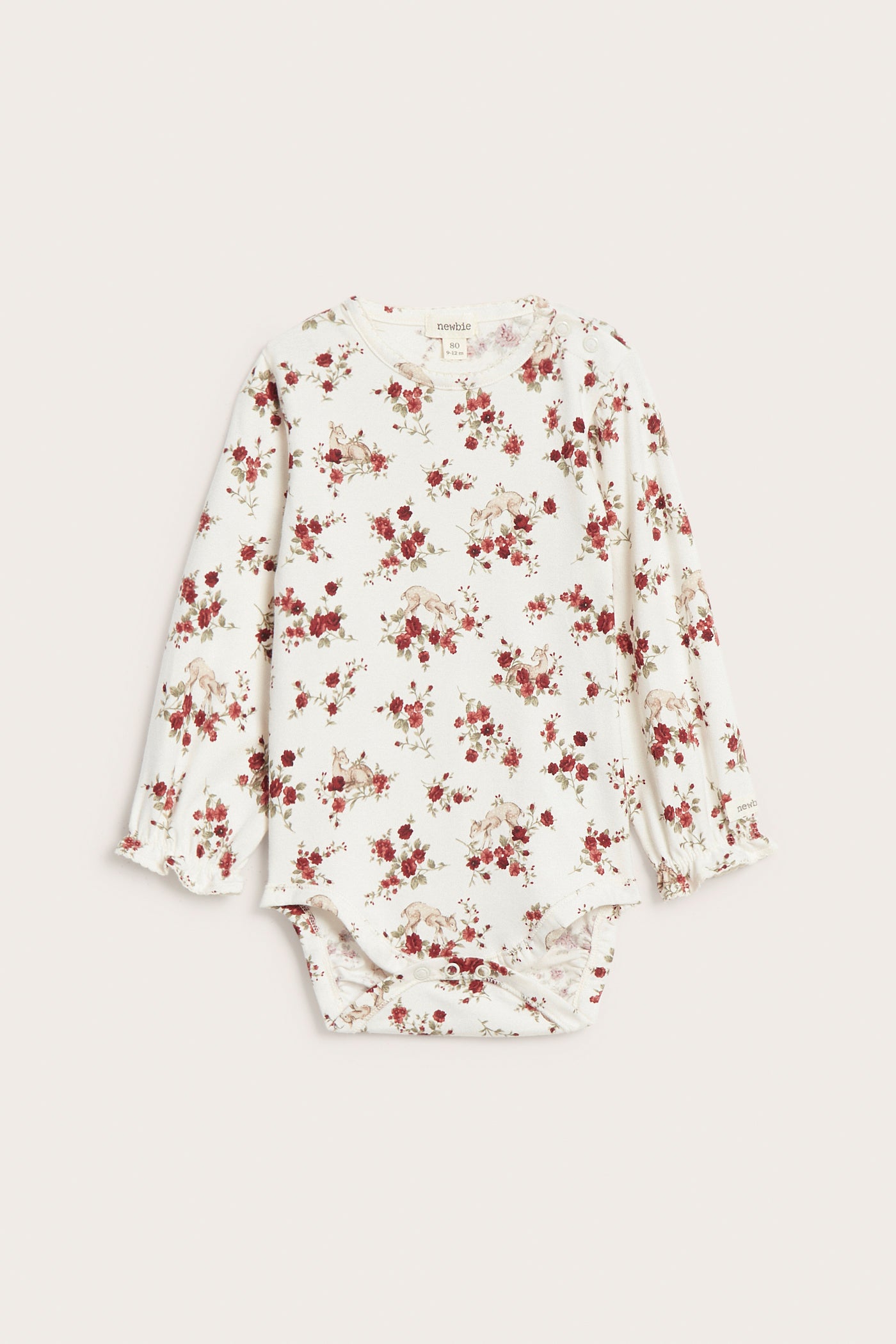 Baby white floral bodysuit with frill