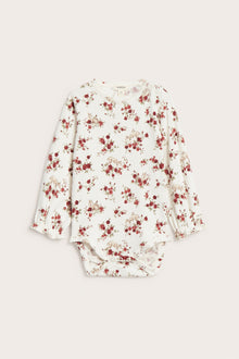 Baby white floral bodysuit with frill
