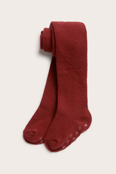 Baby red ribbed tights