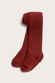 Kids red ribbed tights