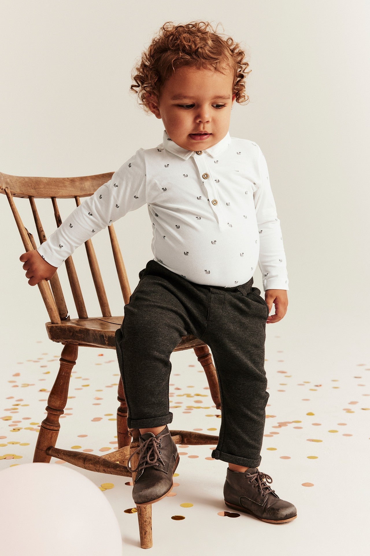 Baby white occasion bodysuit with bow tie