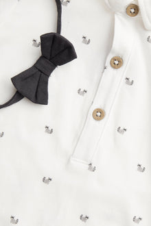 Baby white occasion bodysuit with bow tie