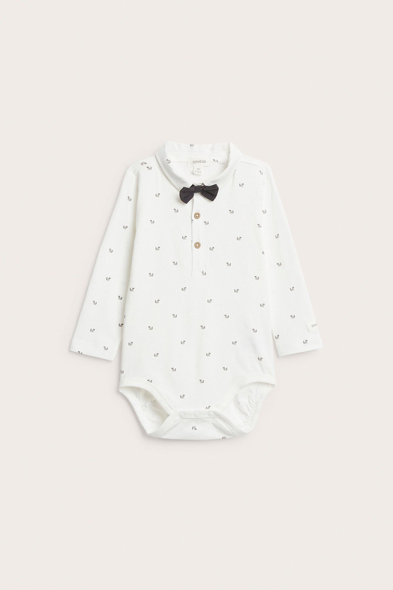 Baby white occasion bodysuit with bow tie