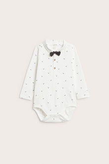 Baby white occasion bodysuit with bow tie