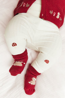 Baby white leggings with christmas embroidery