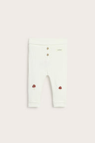 Baby white leggings with christmas embroidery