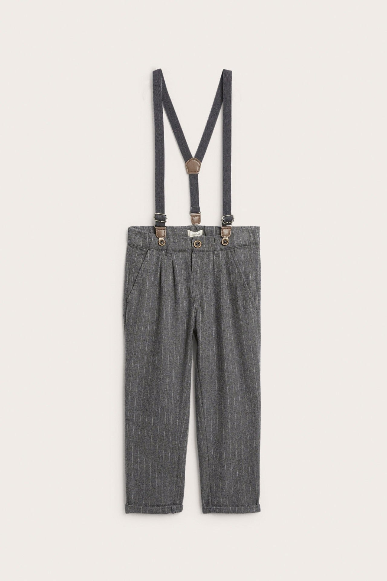 Kids' grey trousers with suspenders