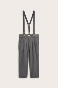 Kids' grey trousers with suspenders