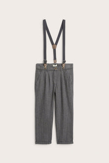Kids' grey trousers with suspenders