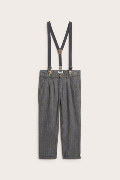 Kids' grey trousers with suspenders