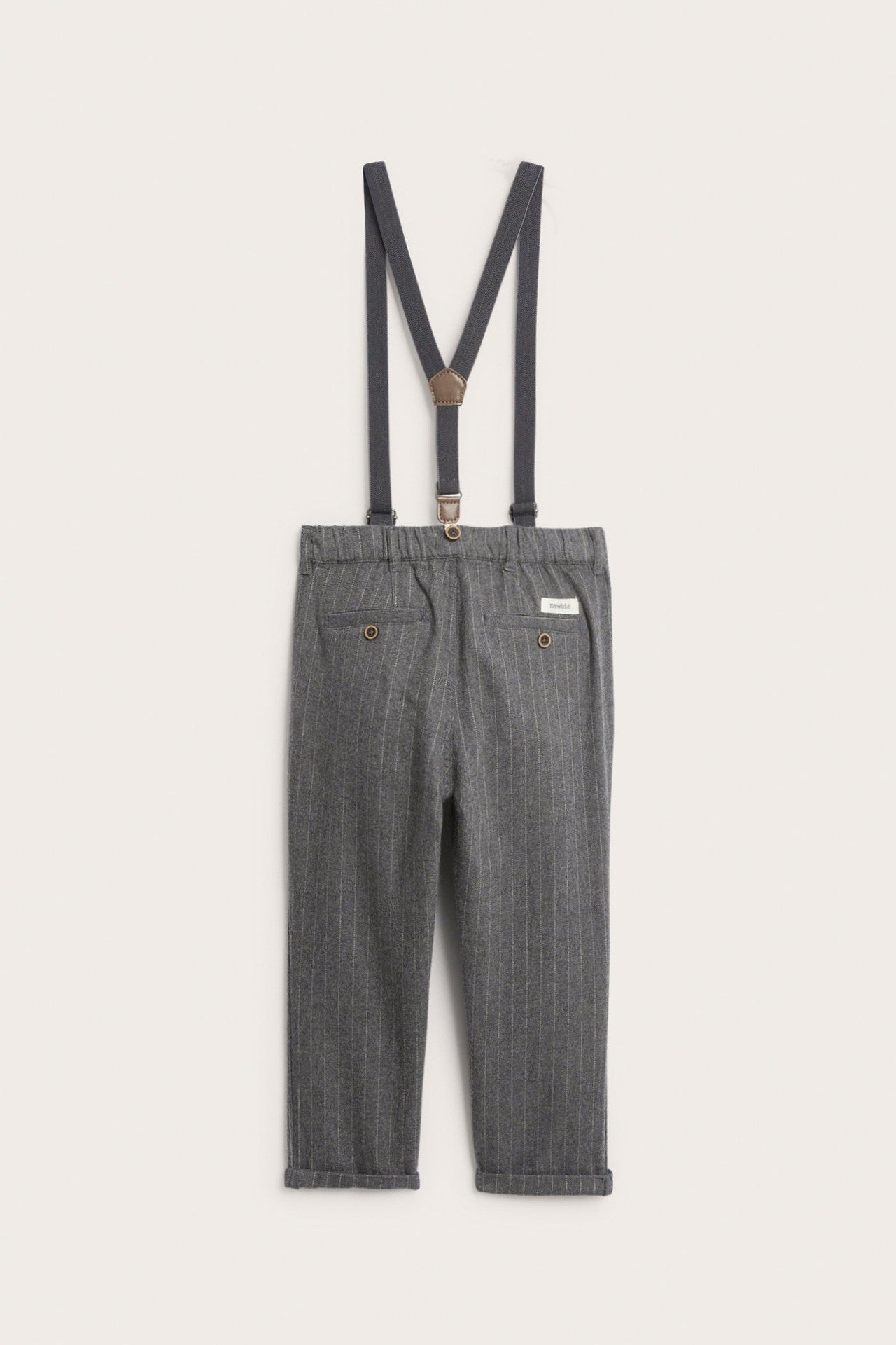 Kids' grey trousers with suspenders