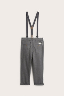 Kids' grey trousers with suspenders