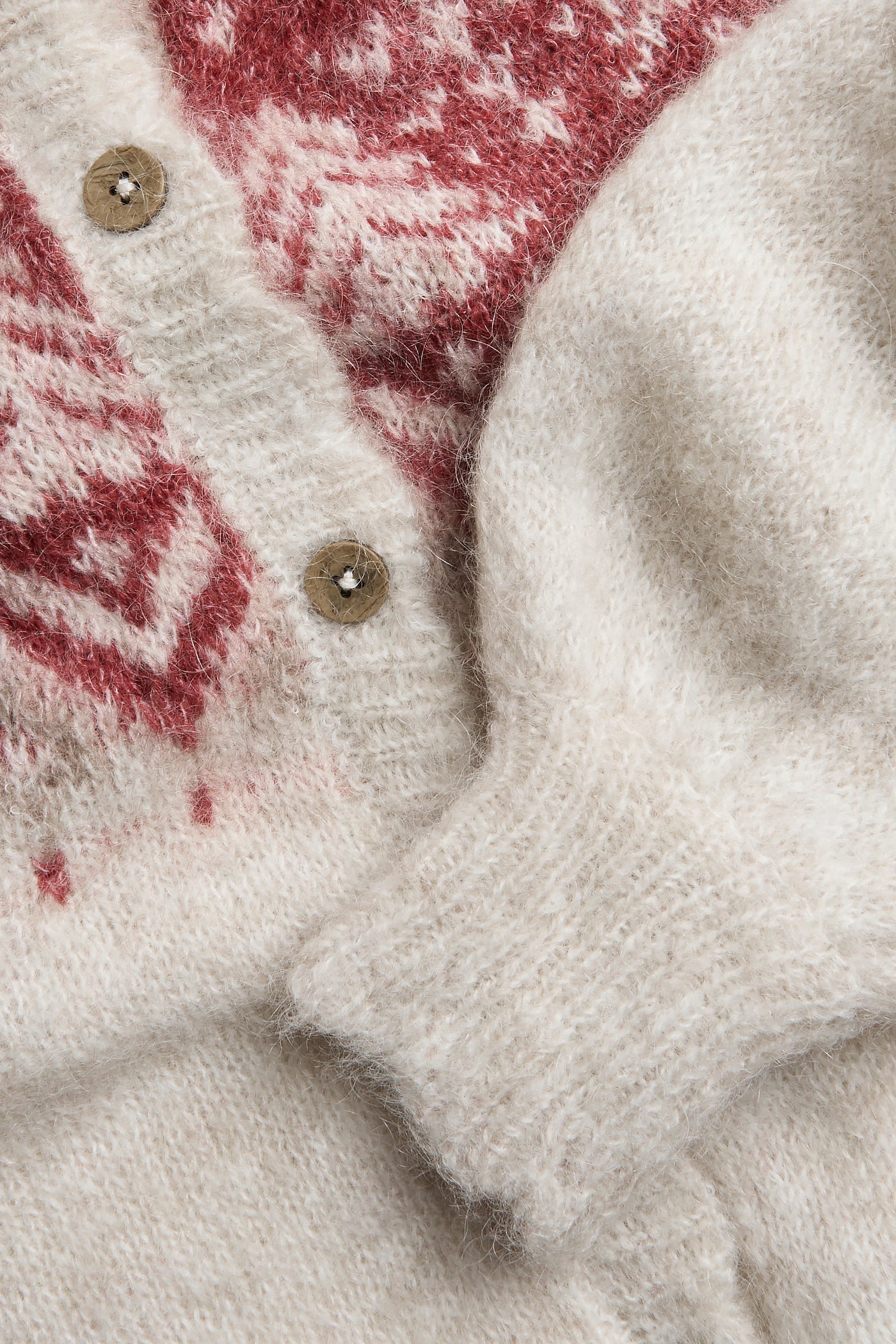 Women's beige wool-blend knit cardigan