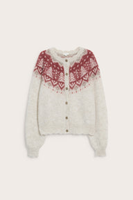 Women's beige wool-blend knit cardigan