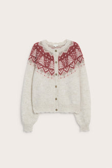 Women's beige wool-blend knit cardigan