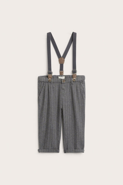 Baby grey trousers with suspenders