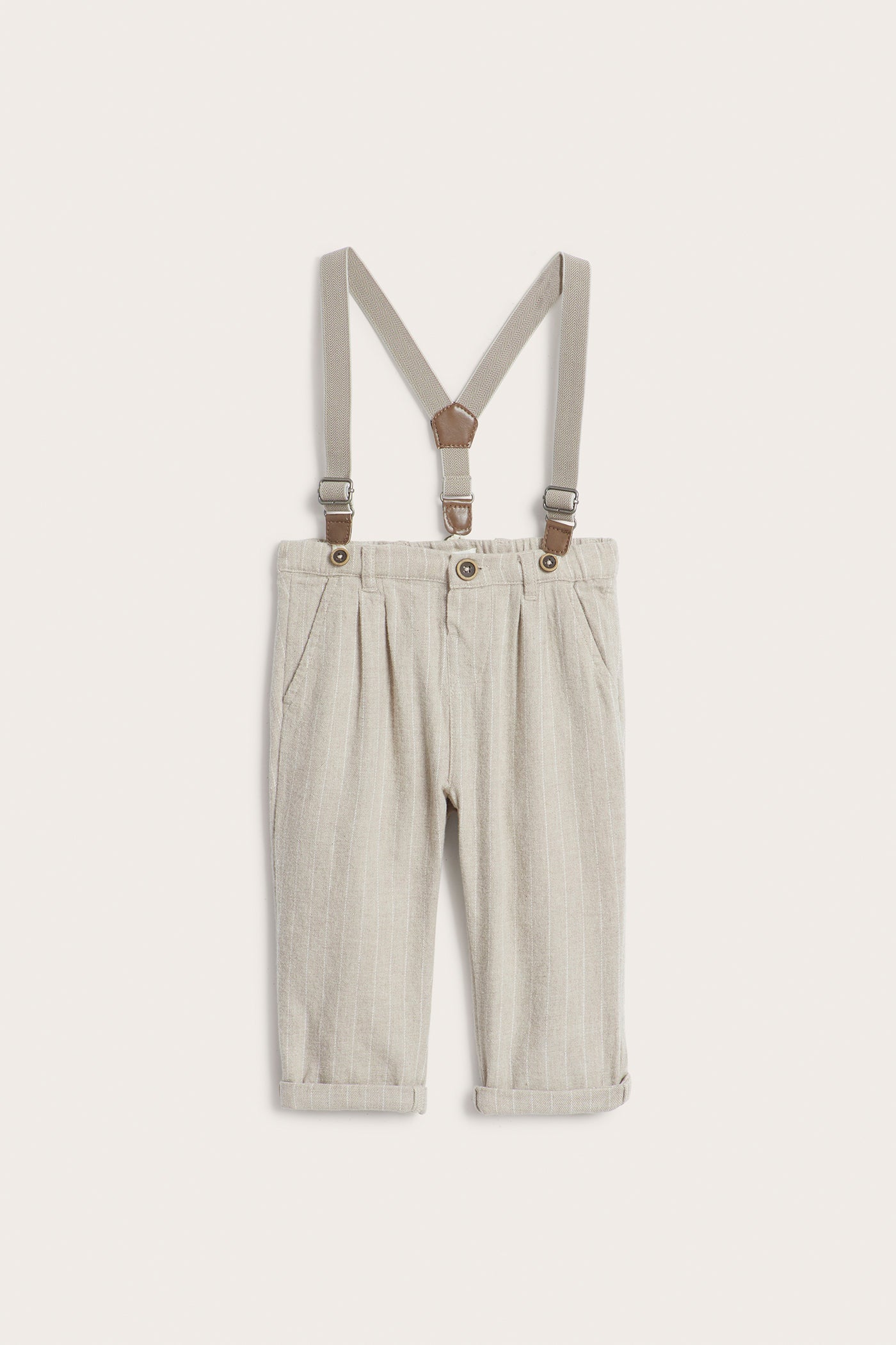 Baby beige trousers with suspenders