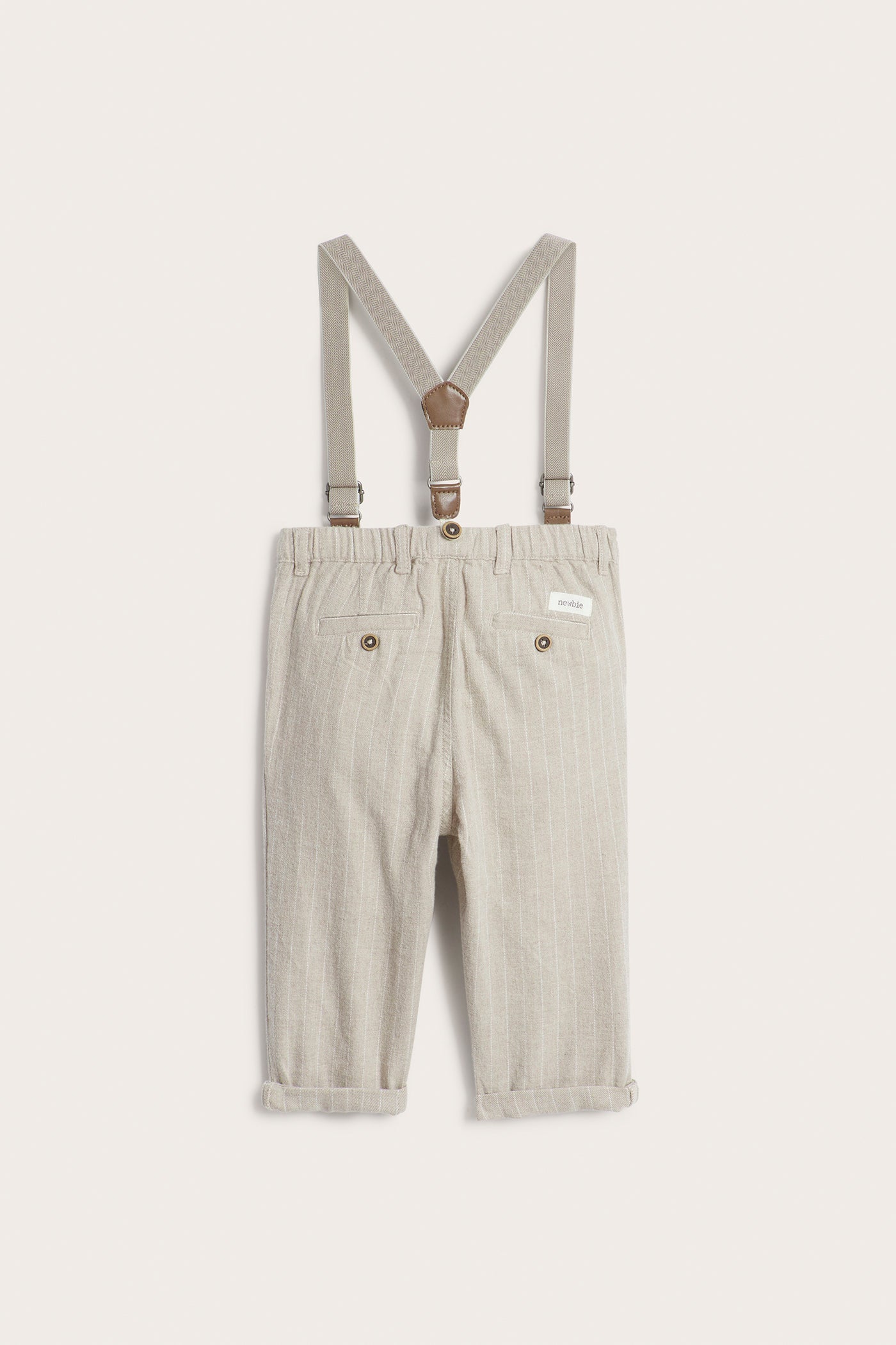 Baby beige trousers with suspenders