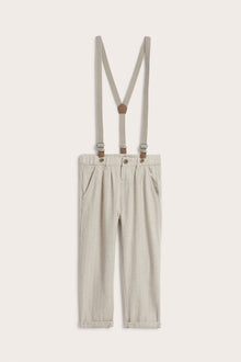 Kids' beige trousers with suspenders
