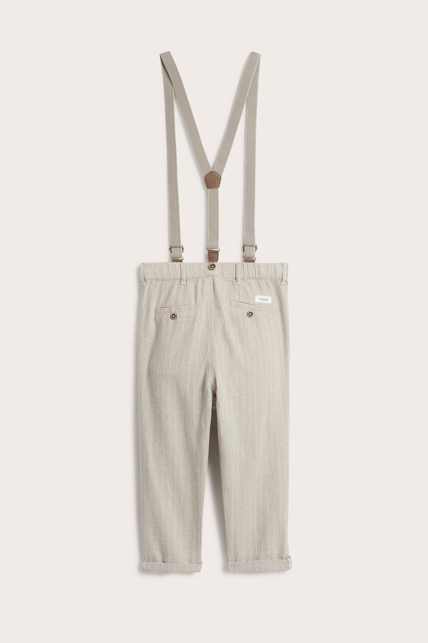 Kids' beige trousers with suspenders