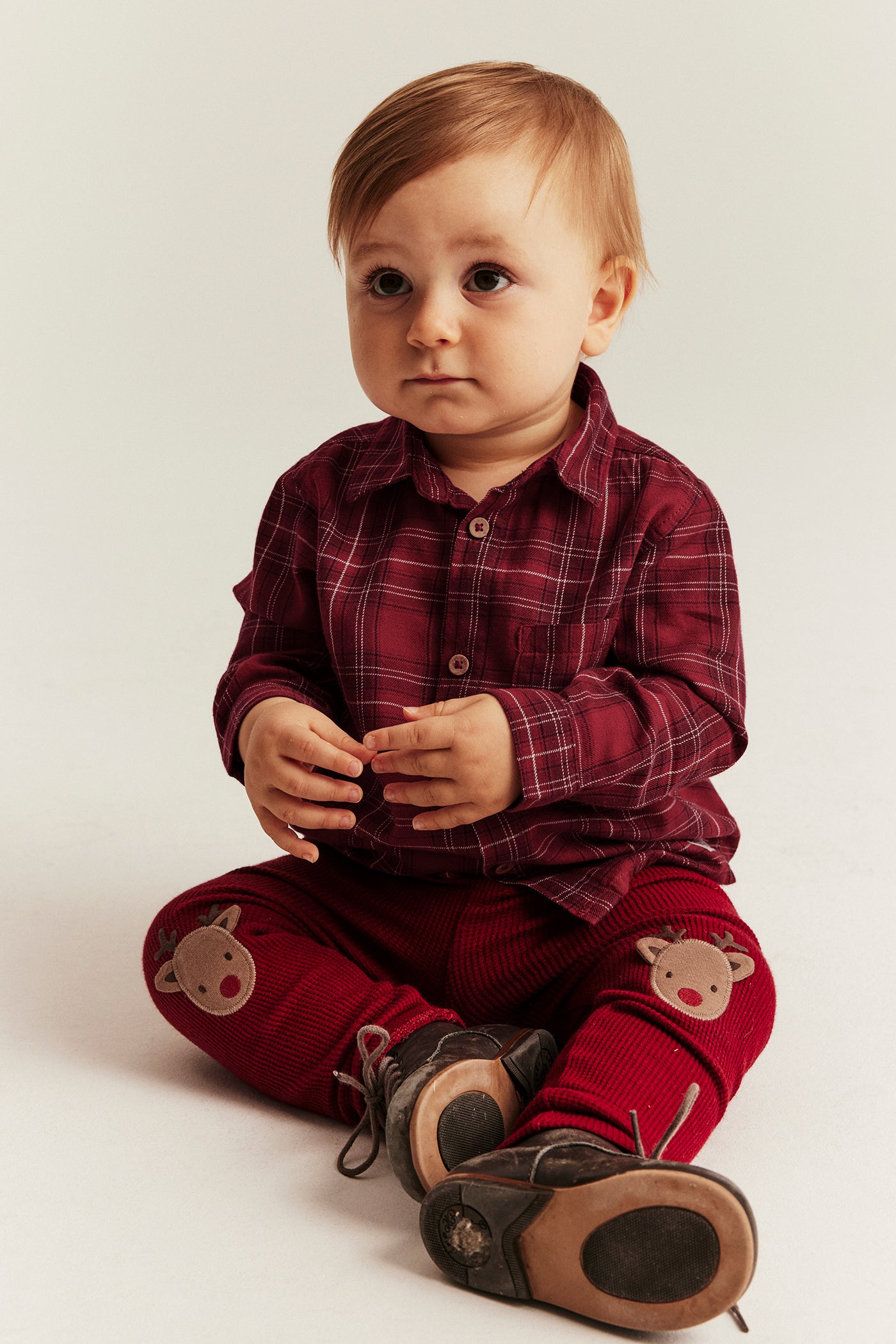 Baby red checked Christmas shirt