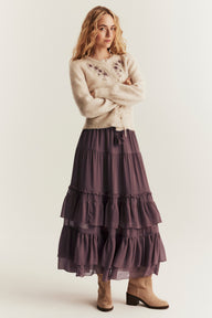 Women's lilac chiffon skirt