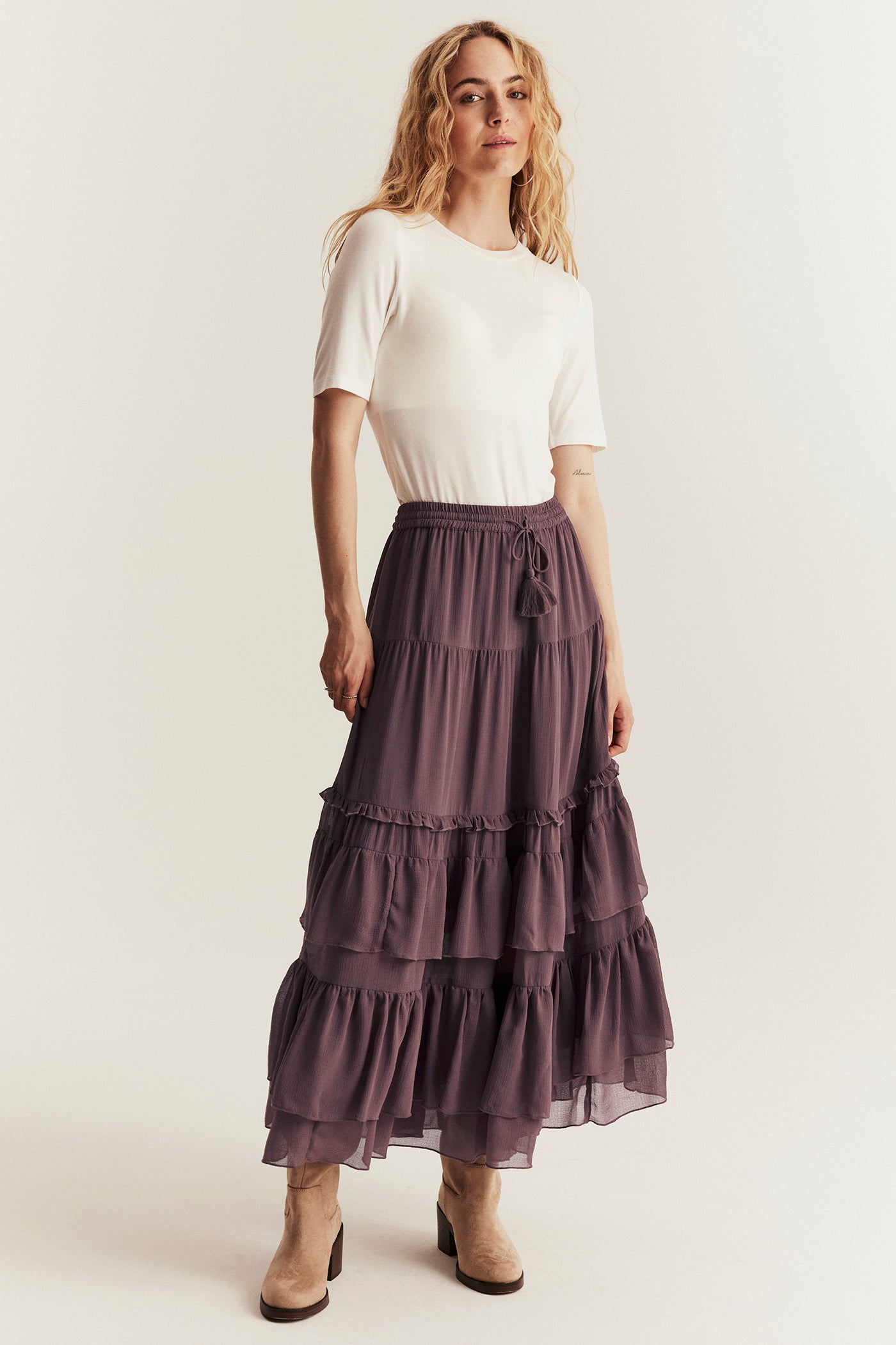 Women's lilac chiffon skirt