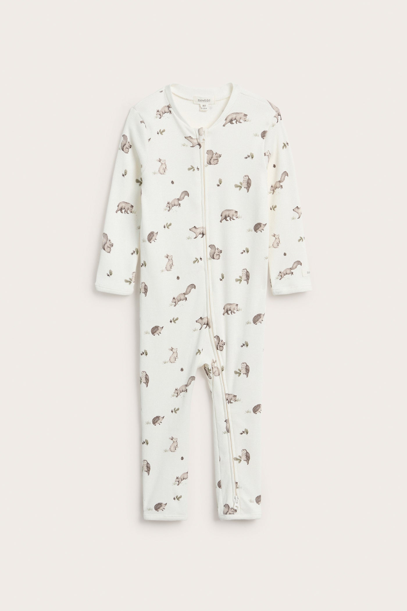 Baby white animal patterned sleepsuit
