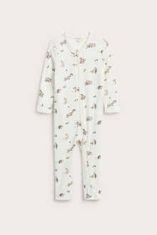 Baby white animal patterned sleepsuit
