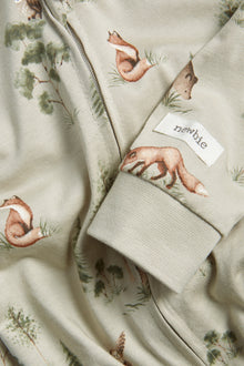 Baby green forest patterned sleepsuit