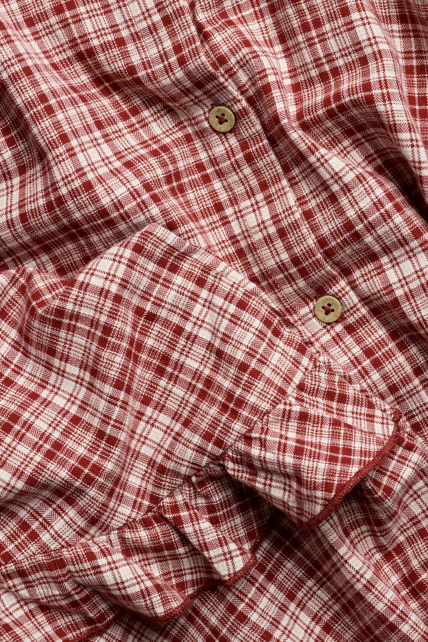 Women's red checked woven blouse