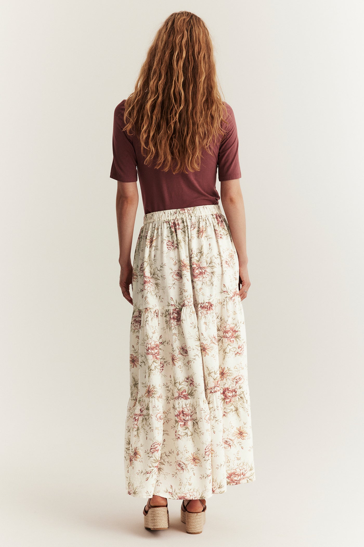 Women's white floral skirt