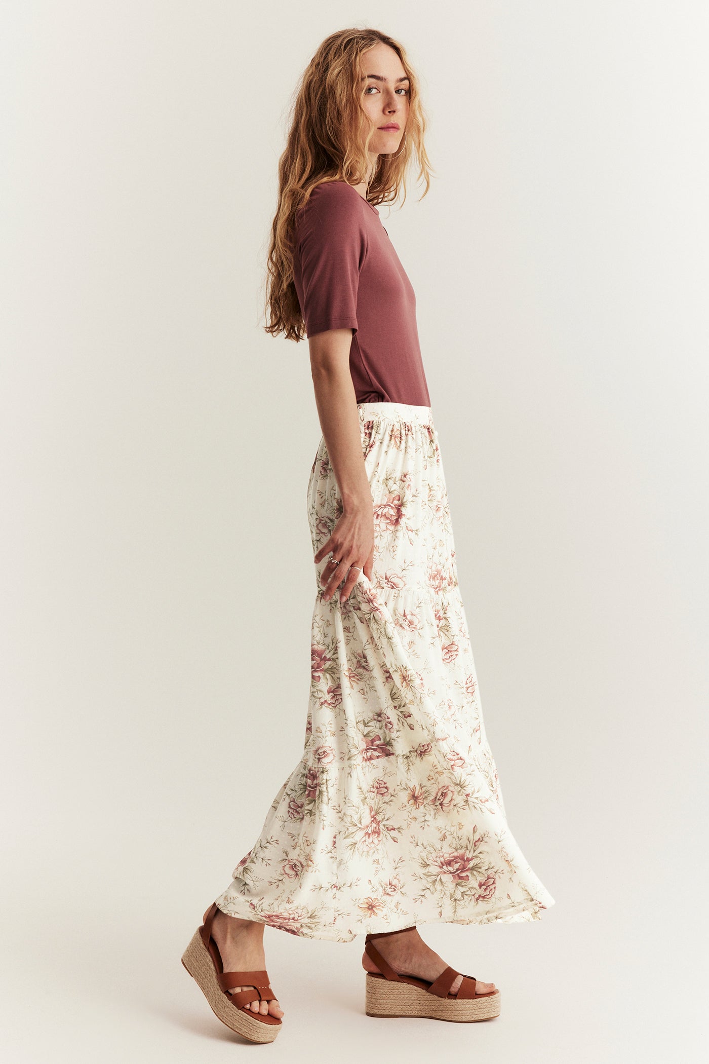Women's white floral skirt
