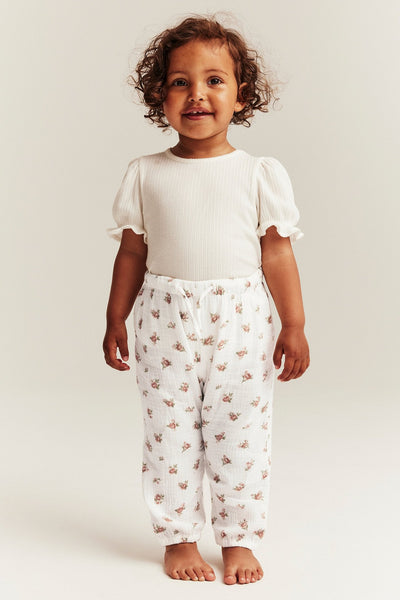 Baby white floral trousers