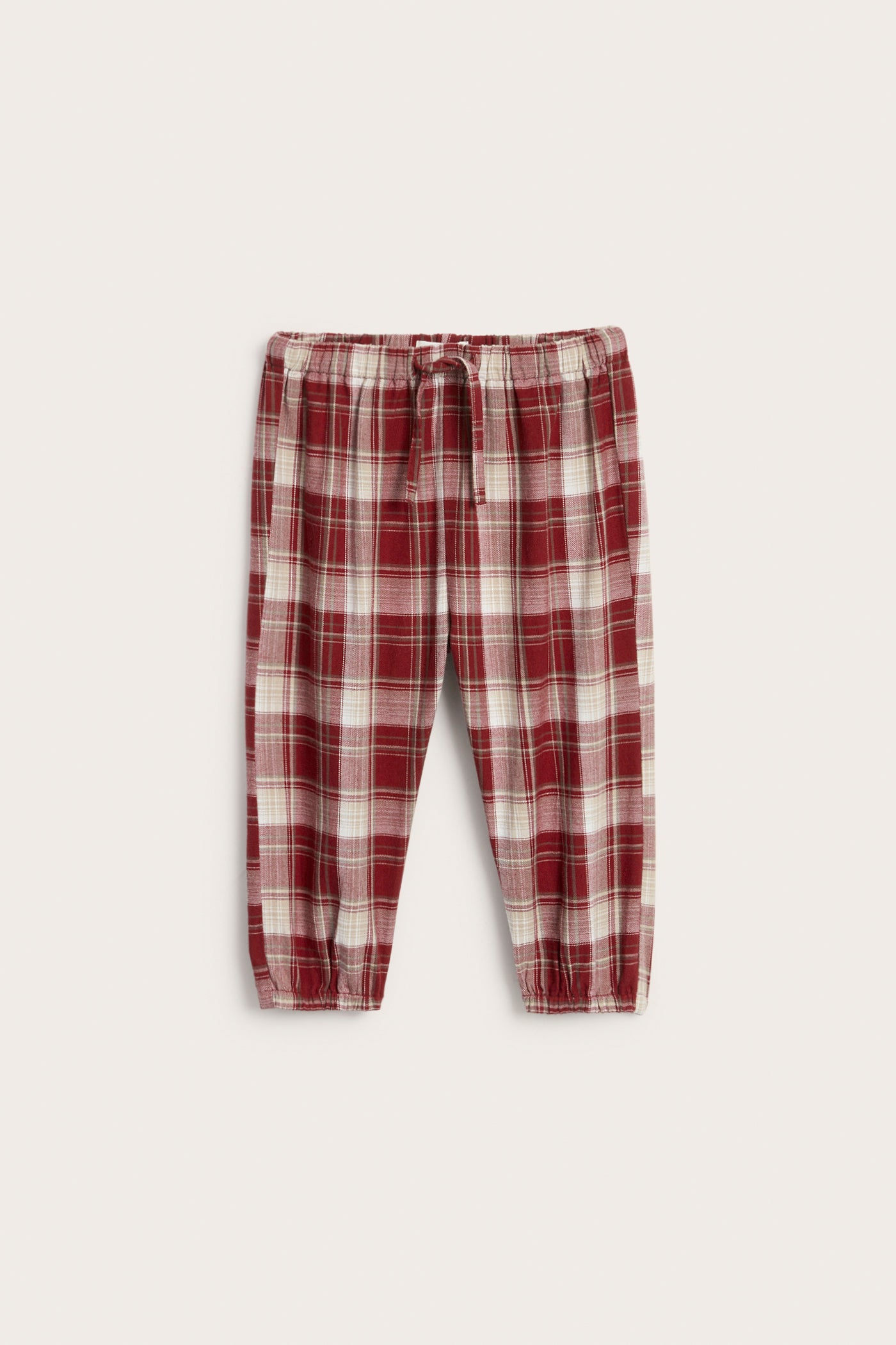 Baby red checked woven trousers