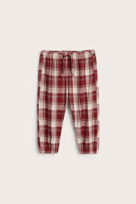 Baby red checked woven trousers