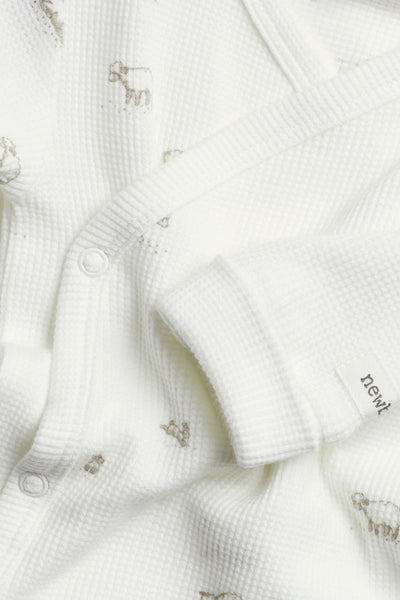 Baby white bodysuit with lamb print